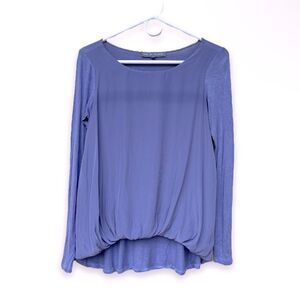 LOLA & SOPHIE | Silk Front Faux Wrap Sleeved Top (XS)